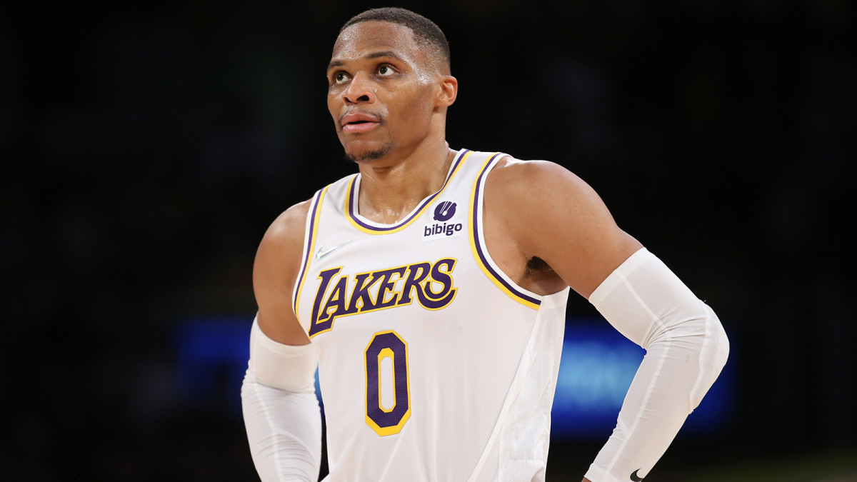 Los Angeles Lakers guard Russell Westbrook on the court during the game against the Memphis Grizzlies at Staples Center.