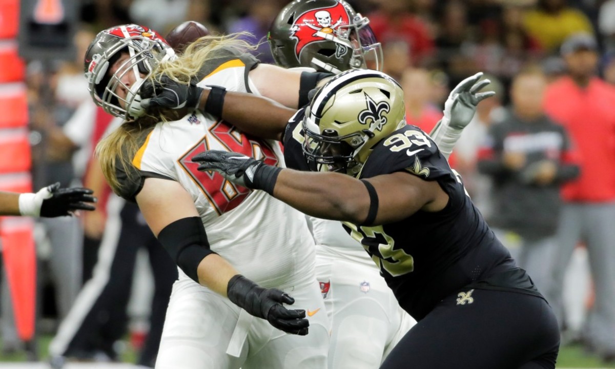 New Orleans Saints DT David Onyemata (93) rushes the passer. Credit: USA TODAY
