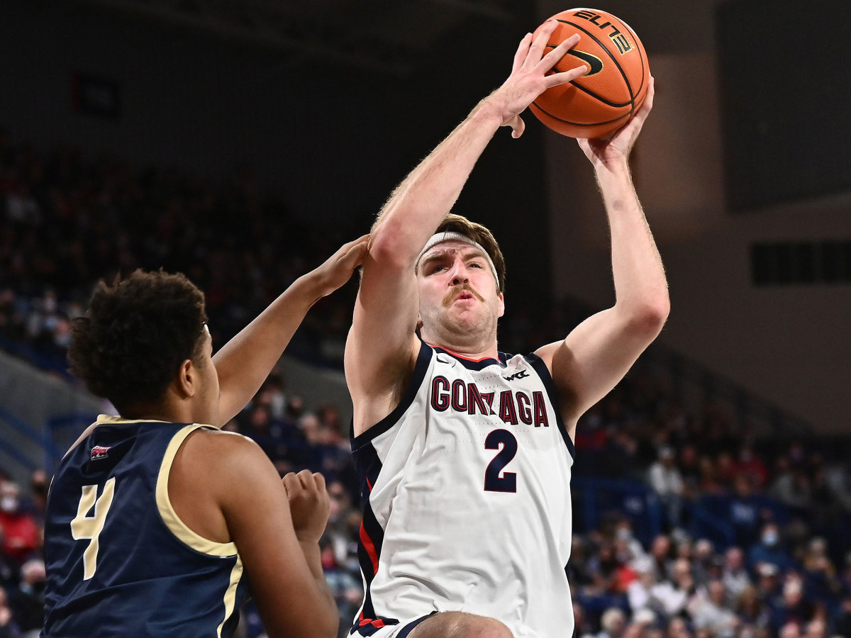 Gonzaga's Drew Timme goes for a basket in a recent exhibition game