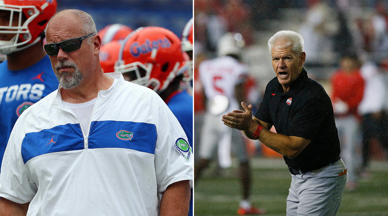 Florida's John Hevesy (left) was fired this week, while Ohio State's Kerry Coombs was demoted from DC in September.