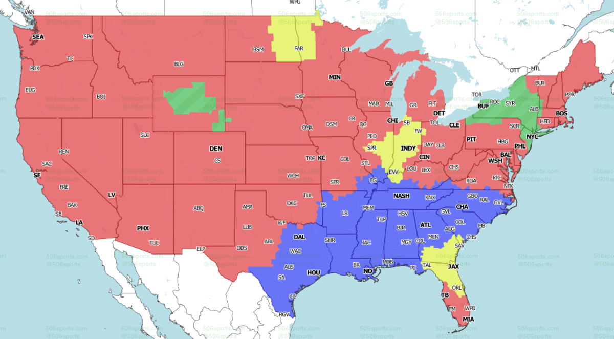 Saints-Titans projected in Blue for the CBS Early game slate.