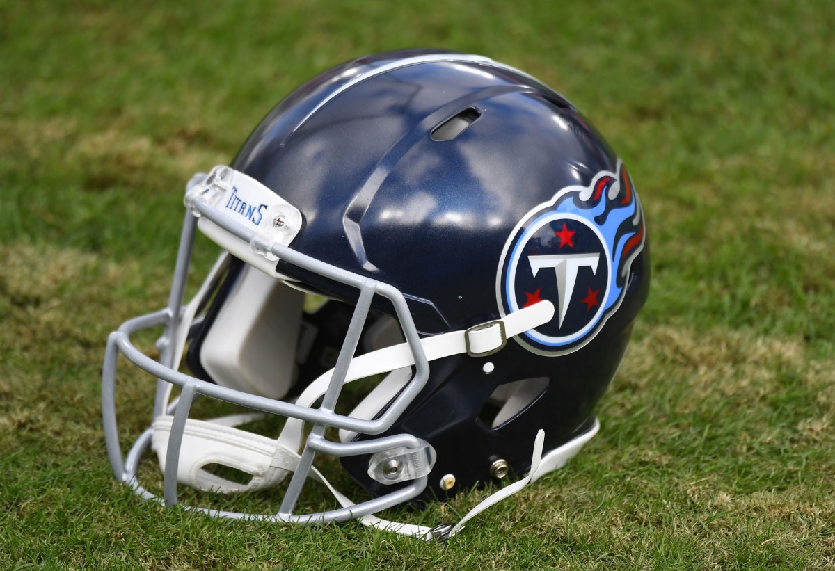 View of Tennessee Titans helmet during the second half against the Detroit Lions at Nissan Stadium.