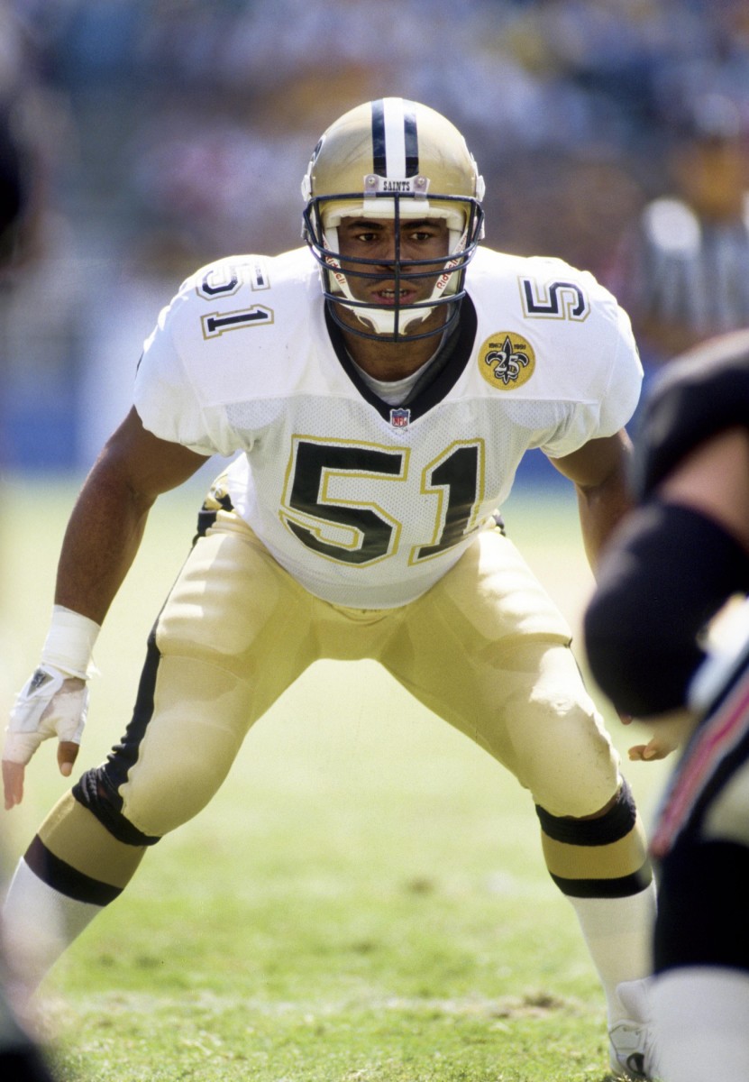 Aug 10, 1992; New Orleans Saints linebacker Sam Mills (51) against the Chicago Bears. FILE PHOTO; Mandatory Credit: USA TODAY Sports