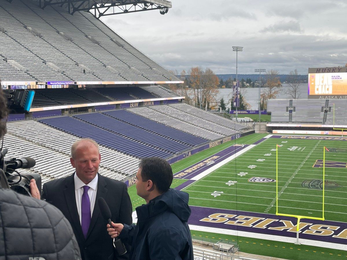 Kalen DeBoer does a Q13 interview in his new place of work.