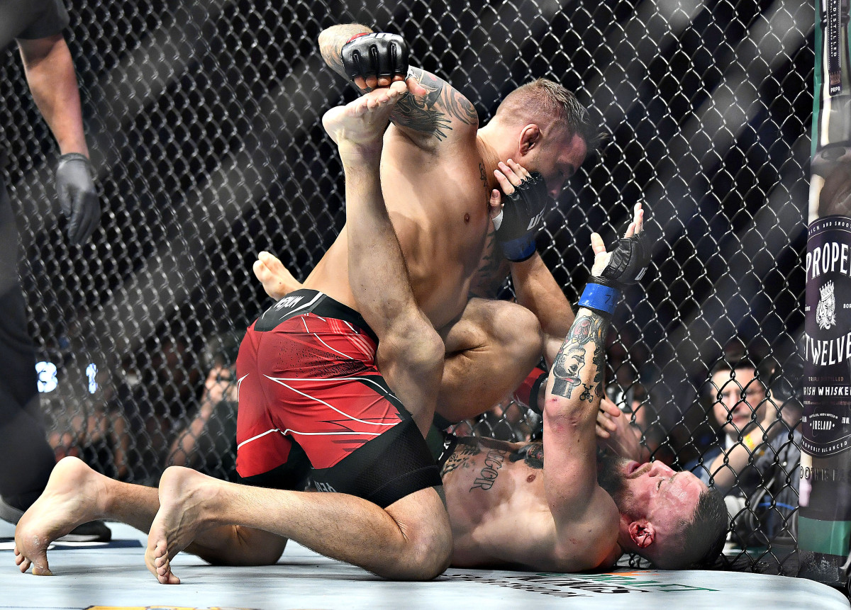 Poirier and McGregor's fight, at UFC 264, was stopped by a doctor after the first round.