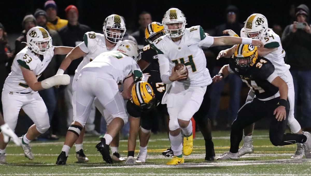 Medina High quarterback Drew Allar was named Ohio's Mr. Football after throwing for 4,444 yards during his senior season. (Mike Cardew/Akron Beacon Journal) 