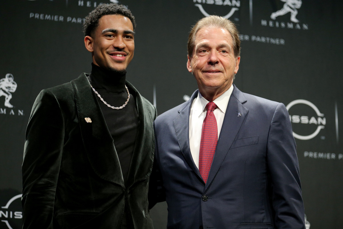 Bryce Young and Nick Saban at the Heisman Ceremony.