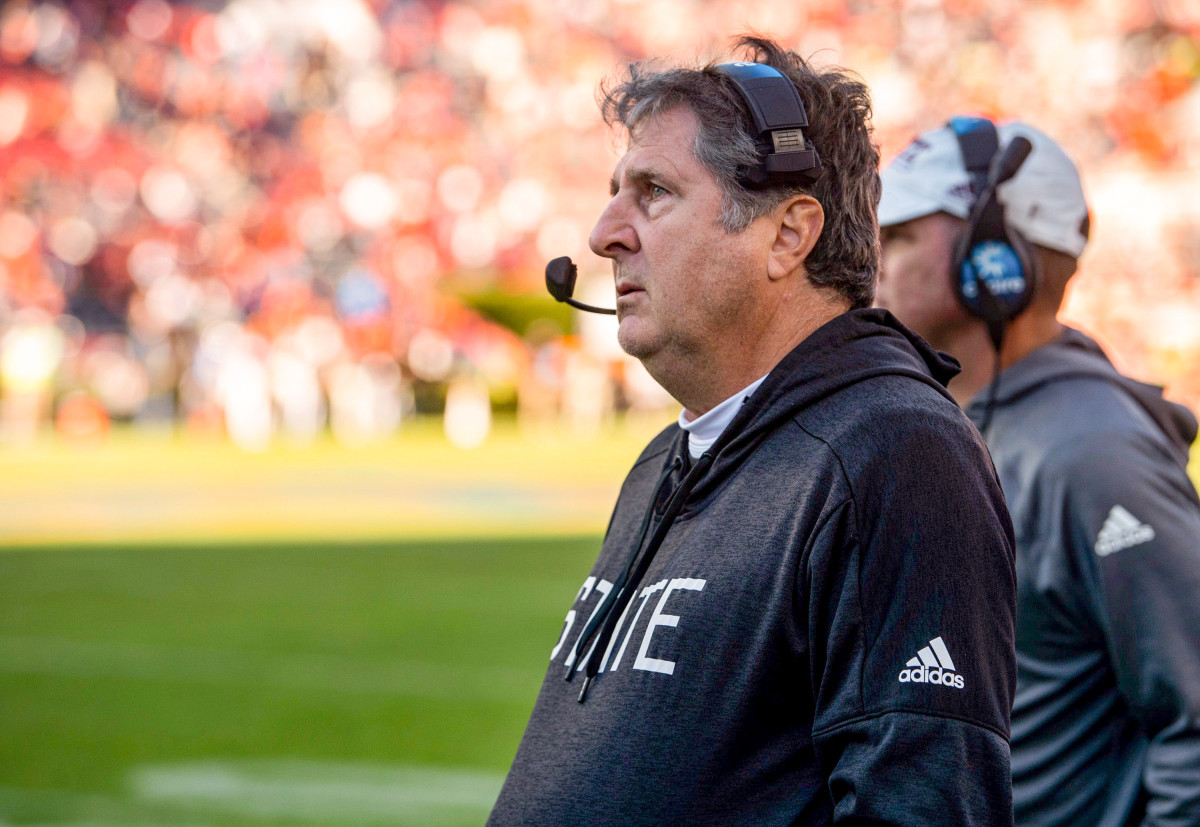 Mississippi State coach Mike Leach on the sideline