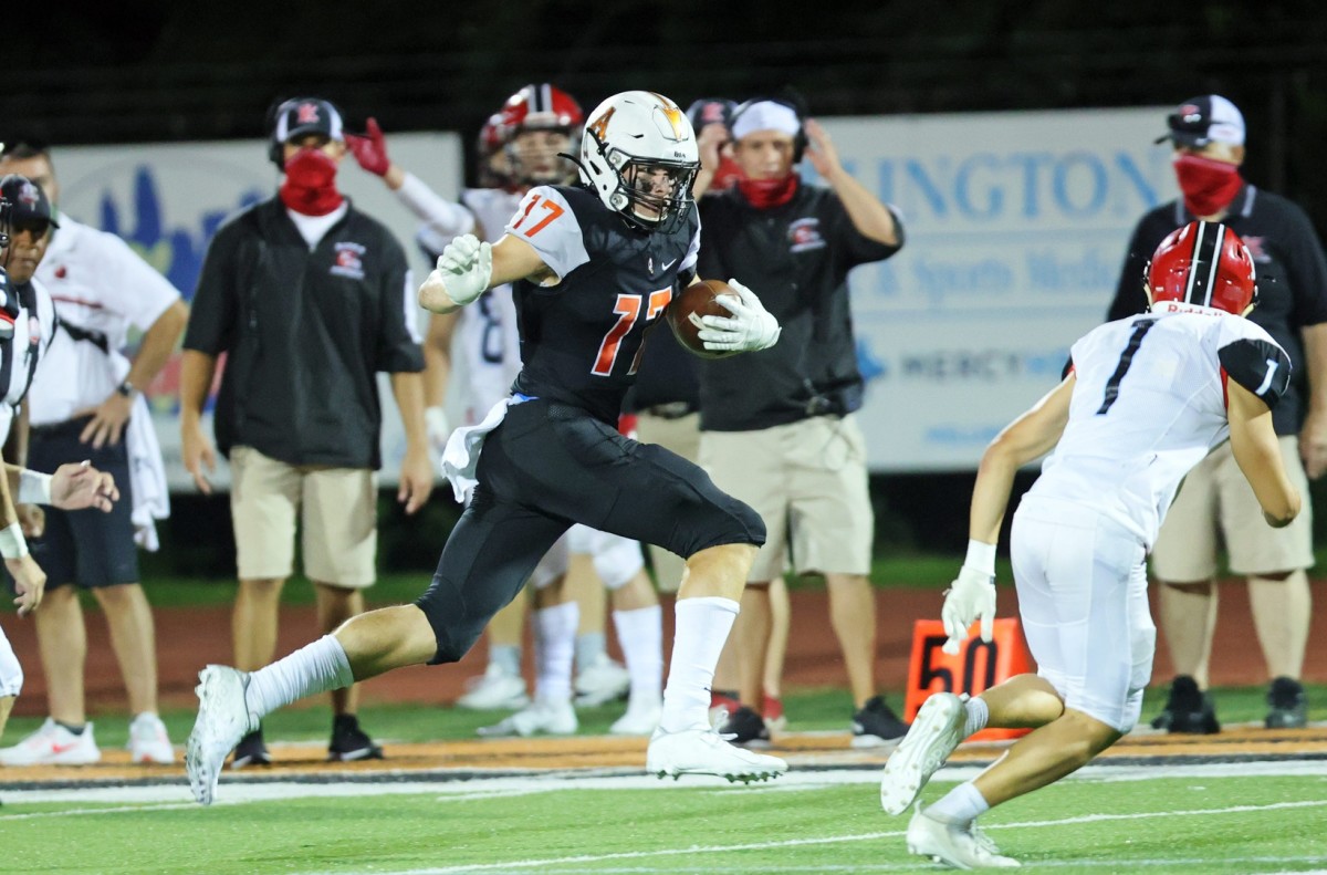 Cincinnati Anderson wide receiver Brody Foley runs for a long gain after a catch in the game on Sept. 5, 2020. (USA TODAY Sports)
