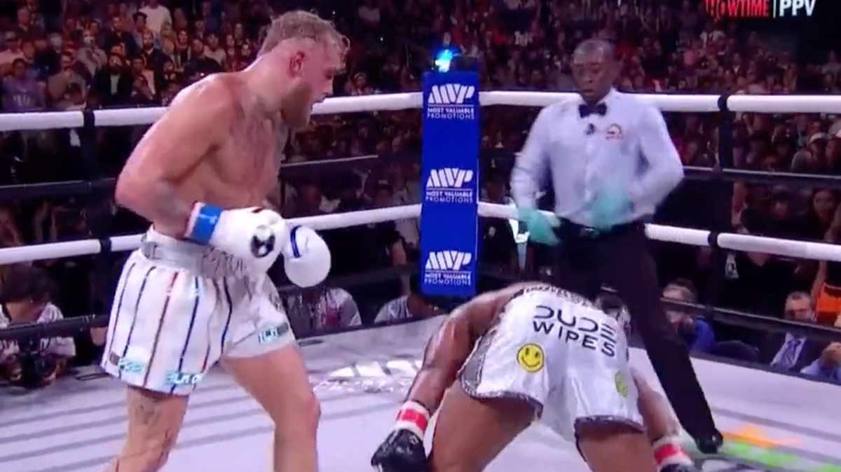Jake Paul knocks out Tyron Woodley in the sixth round on Dec. 18.
