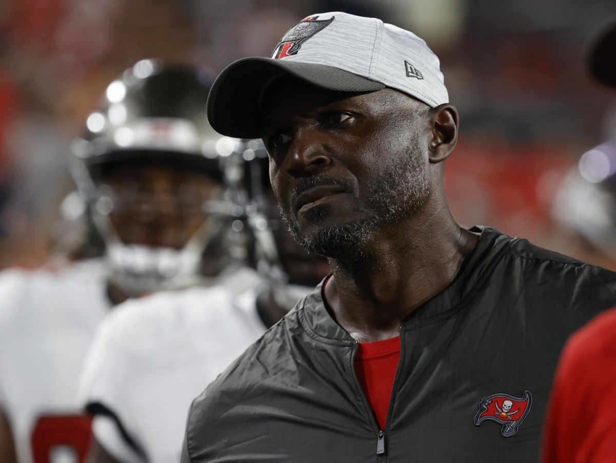 Tampa Bay Buccaneers defensive coordinator Todd Bowles during the second quarter at Raymond James Stadium.