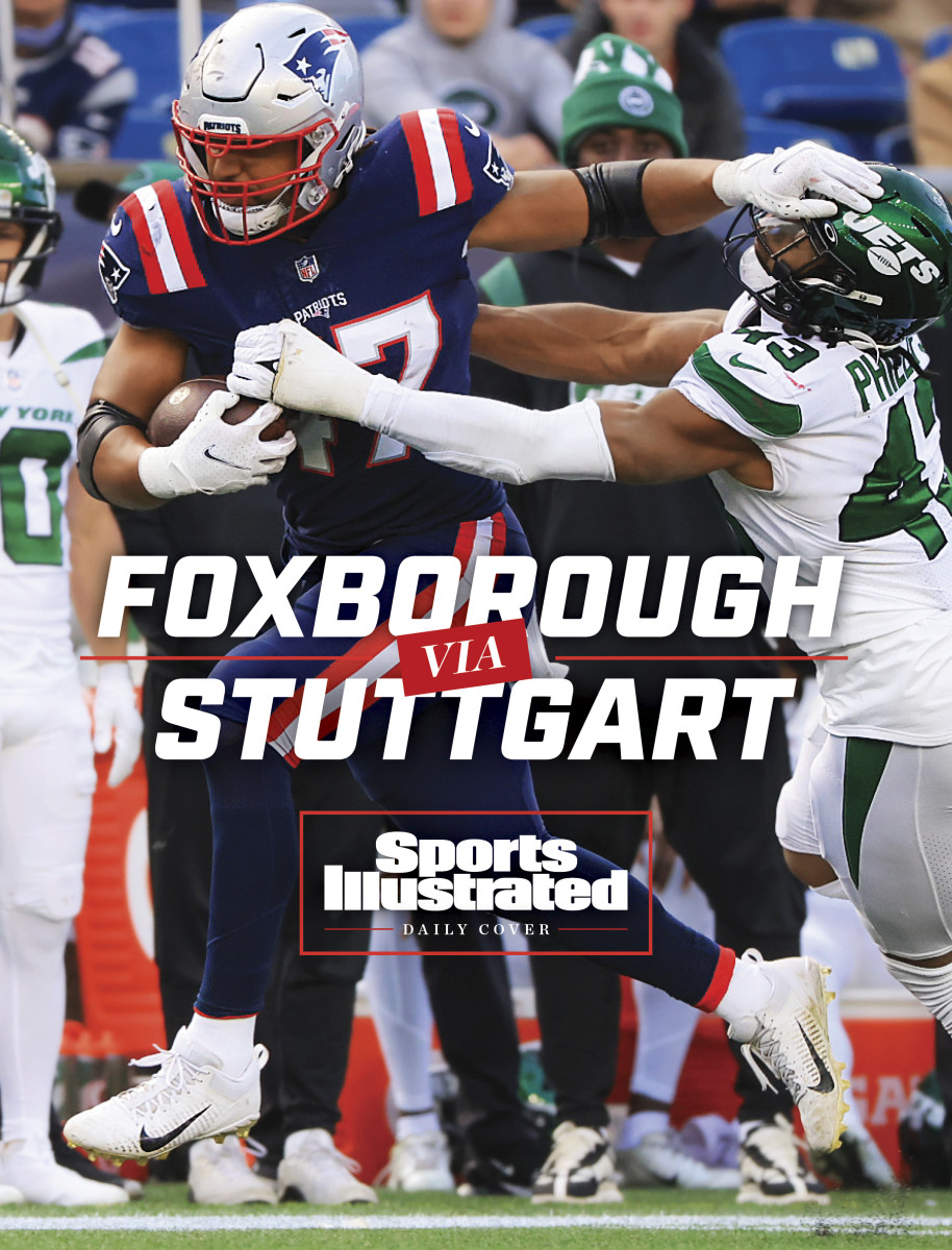 Patriots fullback Jakob Johnson on the SI Daily Cover