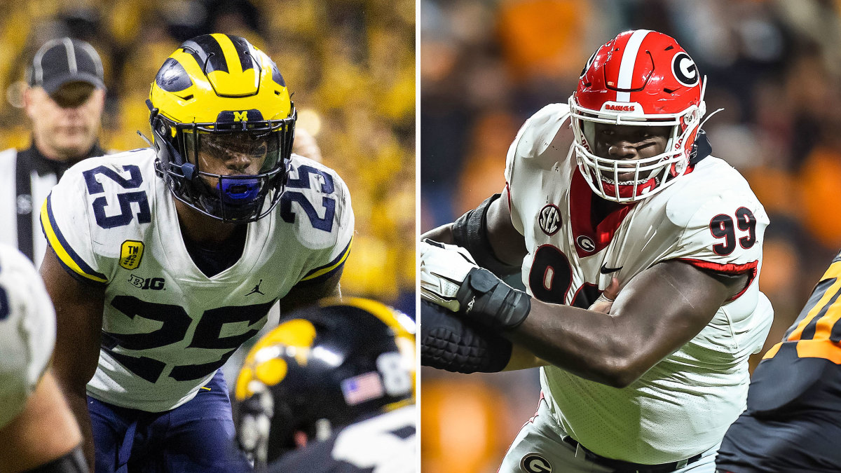 Michigan's Hassan Haskins and Georgia's Jordan Davis