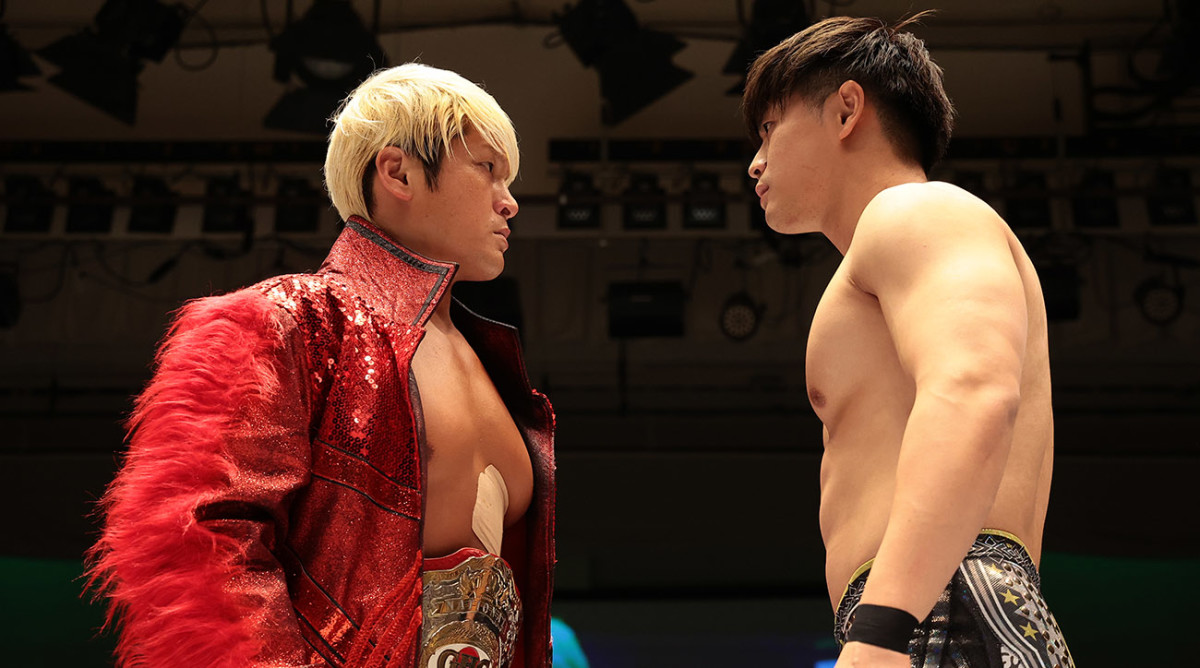 Japanese wrestlers Kenoh (left) and Kaito Kiyomiya (right) are fierce rivals.