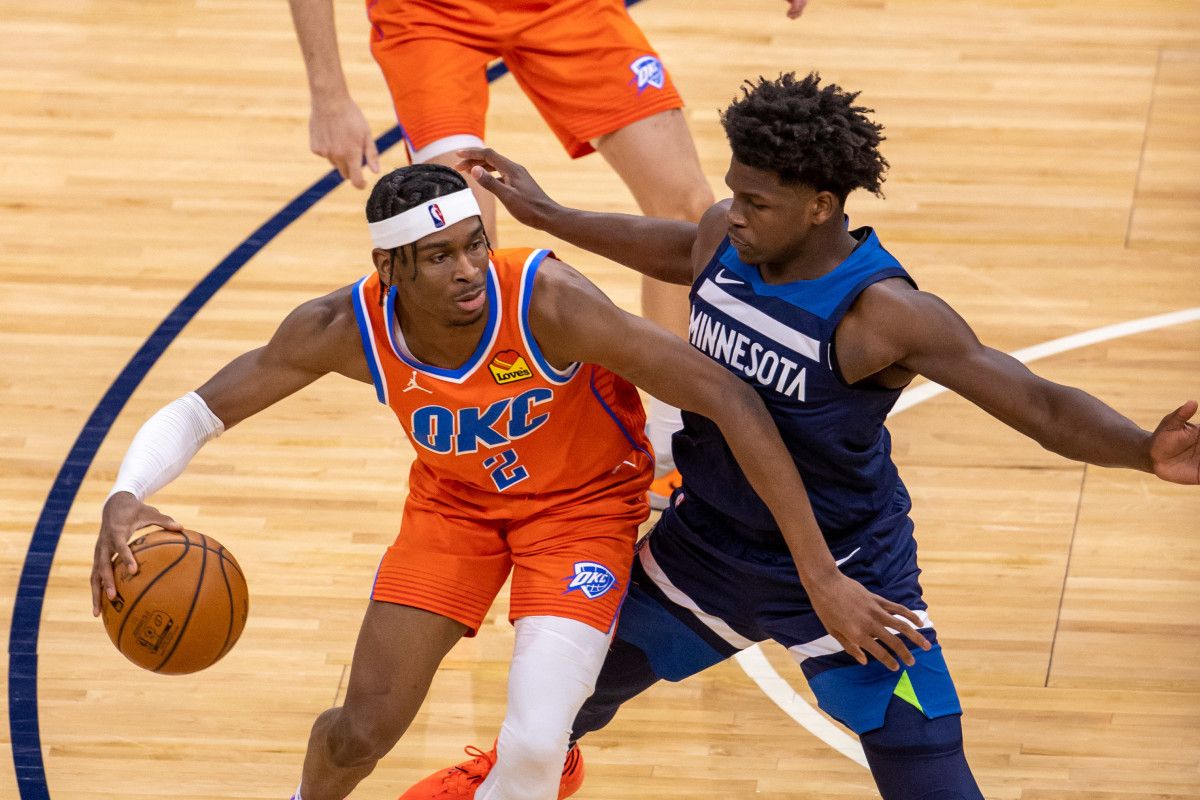 Shai Gilgeous-Alexander, Anthony Edwards, OKC Thunder, Minnesota Timberwolves