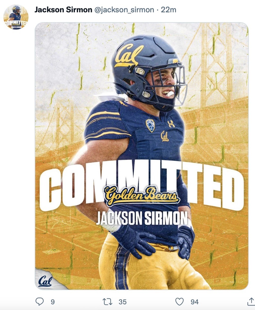 Jackson Sirmon commits to Cal