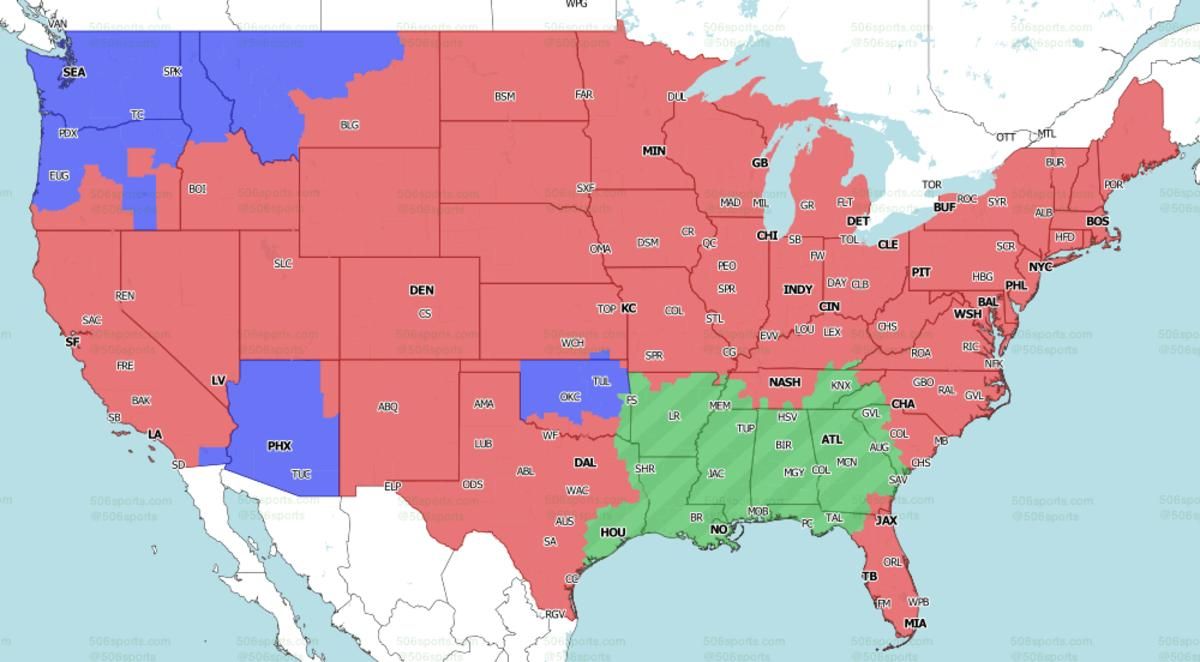 Saints-Falcons projected in Green.