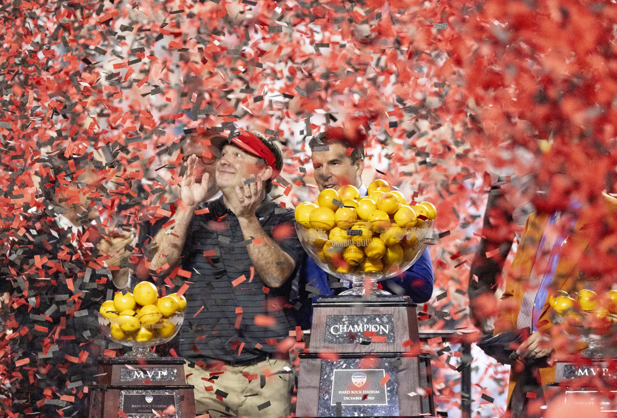 Kirby Smart basks in the confetti at the Orange Bowl