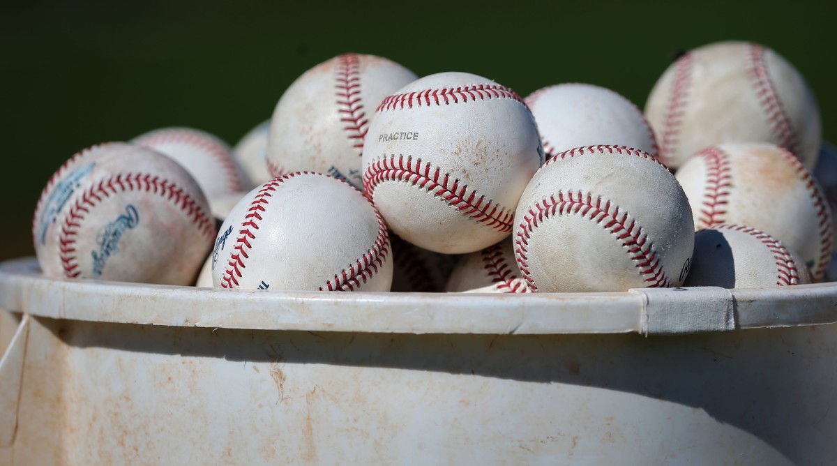 Bucket of baseballs