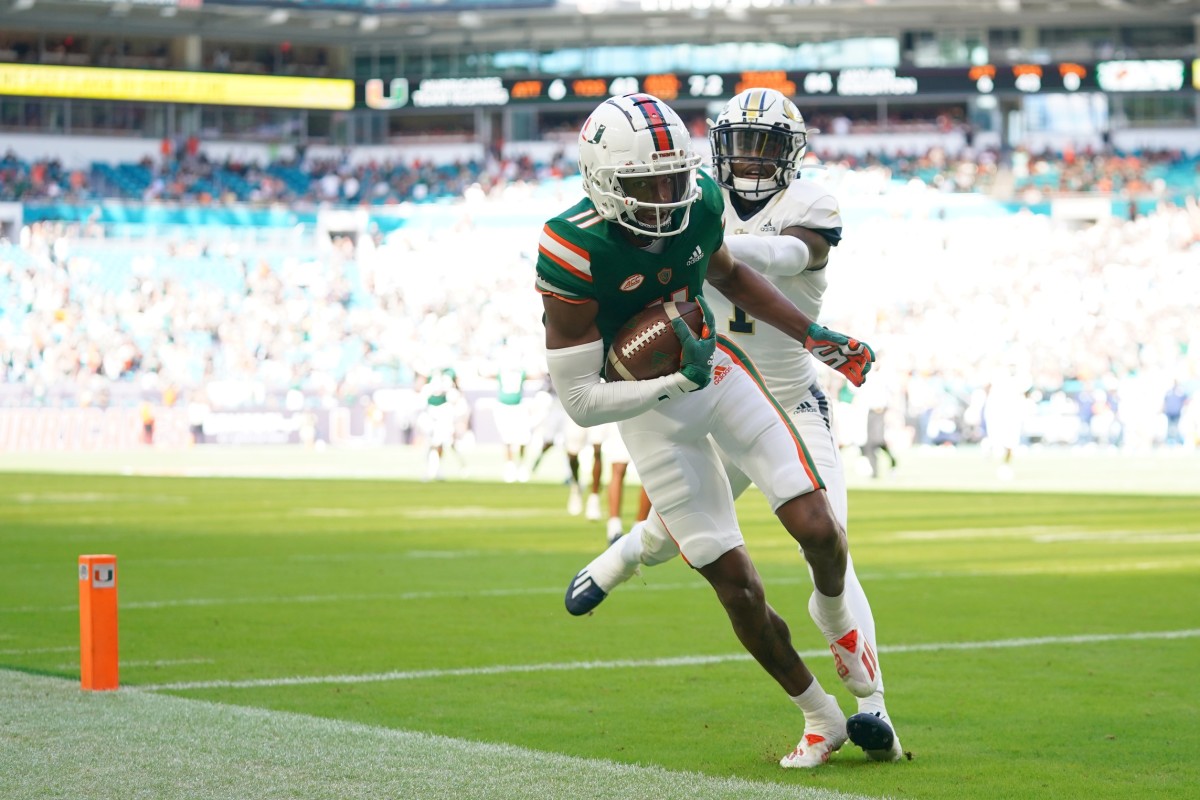 University of Miami wide receiver Charleston Rambo catches touchdown