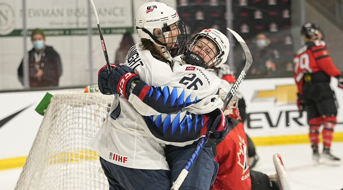 Team USA's Kendall Coyne Schofield and Hilary Knight