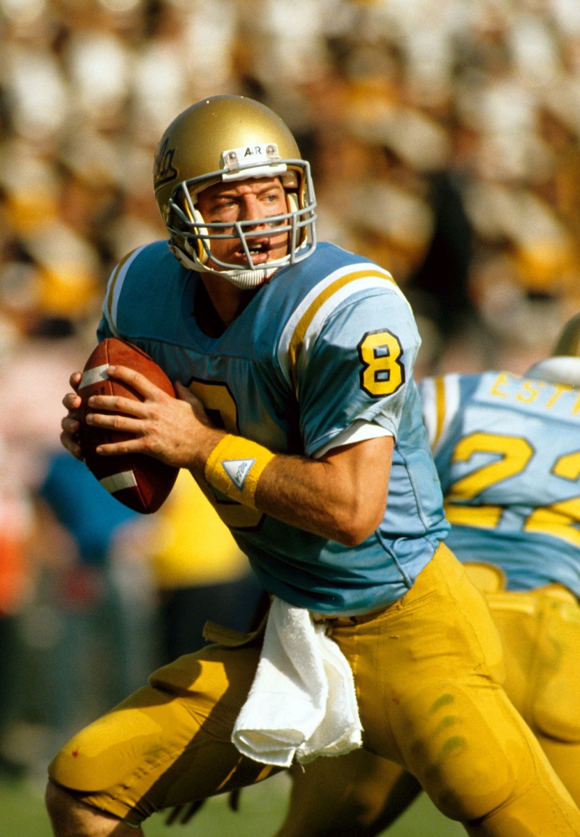 Troy Aikman of the UCLA Bruins in action against the Stanford Cardinal at the Rose Bowl. Aikman went on to a celebrated career in the NFL with the Dallas Cowboys. Mandatory Credit: Photo By USA TODAY Sports (c) Copyright