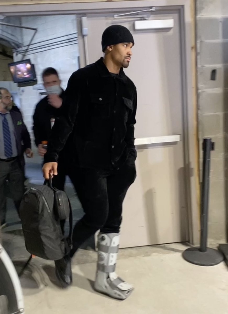 Jalen Hurts in a walking boot after loss to Bucs