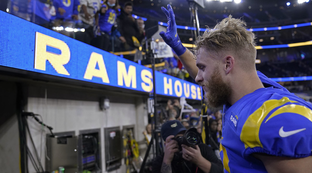 Los Angeles Rams wide receiver Cooper Kupp walks off the field after the Rams defeated the Arizona Cardinals in an NFL wild-card playoff football game