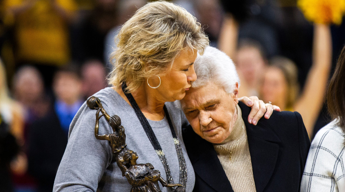 Iowa women's basketball coach Lisa Bluder and former Iowa AD Christine Grant