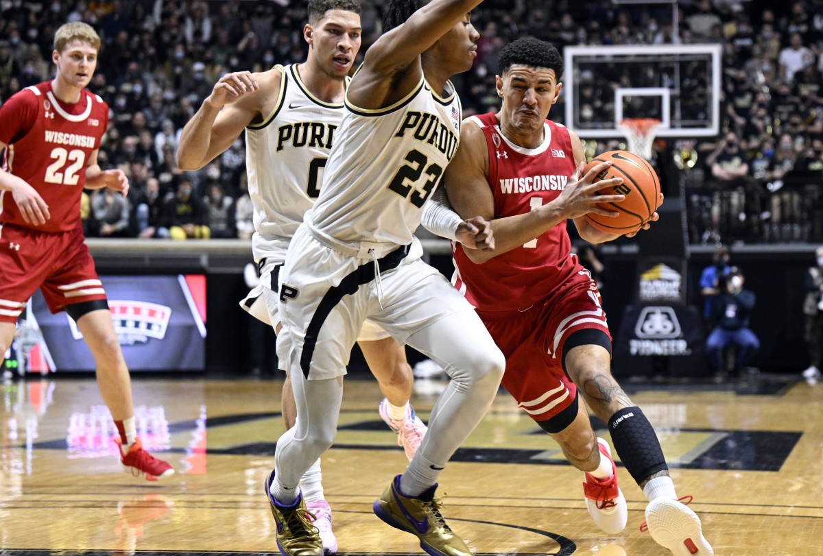 Purdue's Jaden Ivey (23) missed Sunday's game with Northwestern because of a hip injury, and his status is still day-to-day. (USA TODAY Sports)