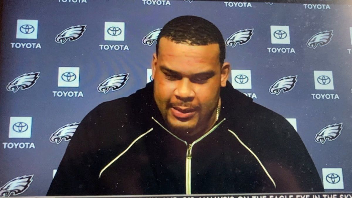 Brandon Brooks takes questions about his retirement on Wednesday.