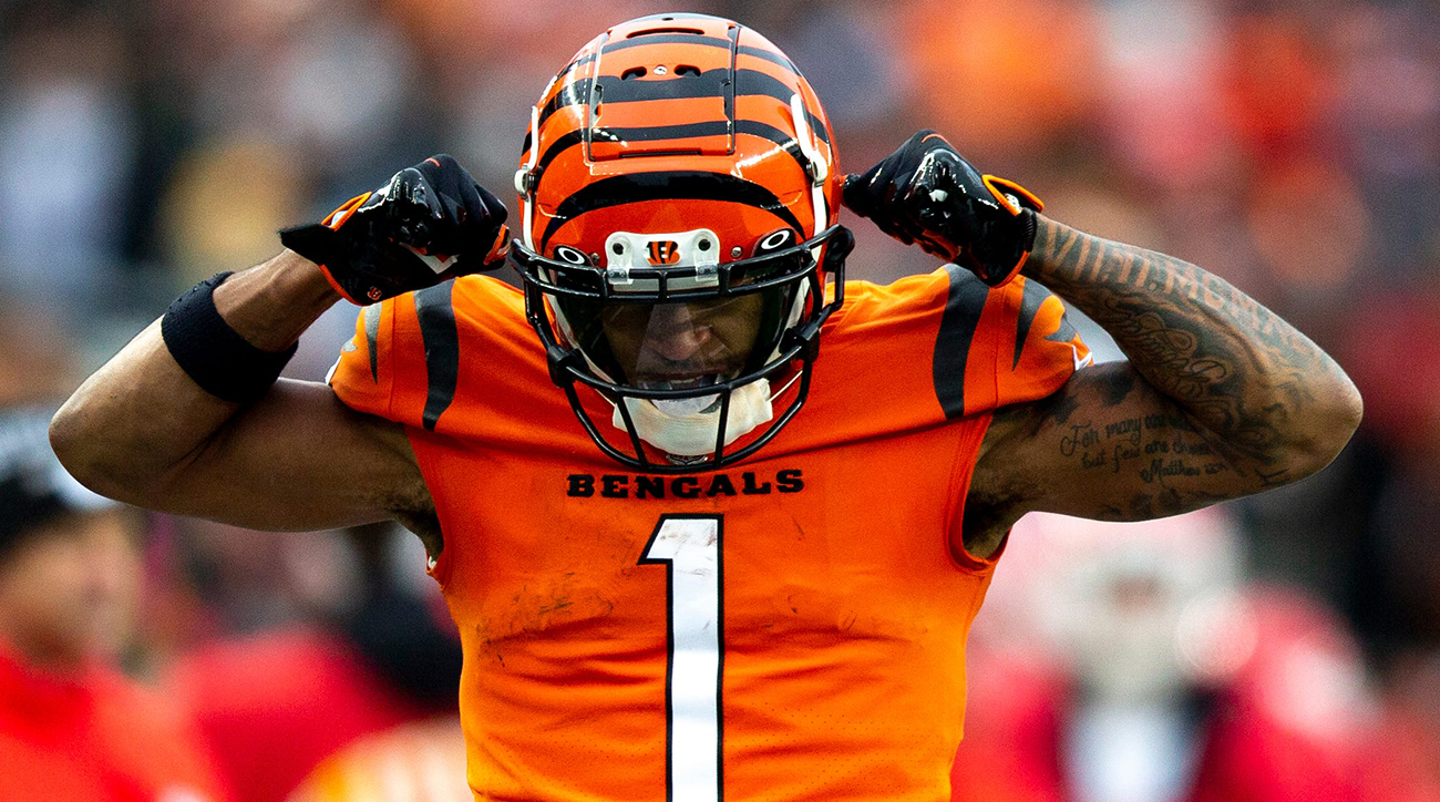 Ja'Marr Chase celebrates a catch with the Bengals.
