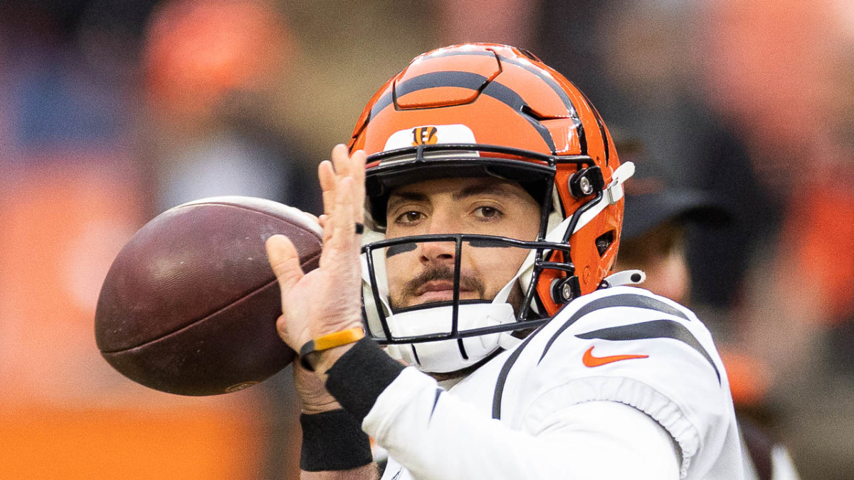Cincinnati Bengals quarterback Brandon Allen warms up before the final game of the regular season against Cleveland. The second Battle of Ohio featured neither starting quarterback as Cleveland's Baker Mayfield was out recovering from surgery while Cincinnati chose to protect quarterback Joe Burrow who was sacked 53 times in the regular season.