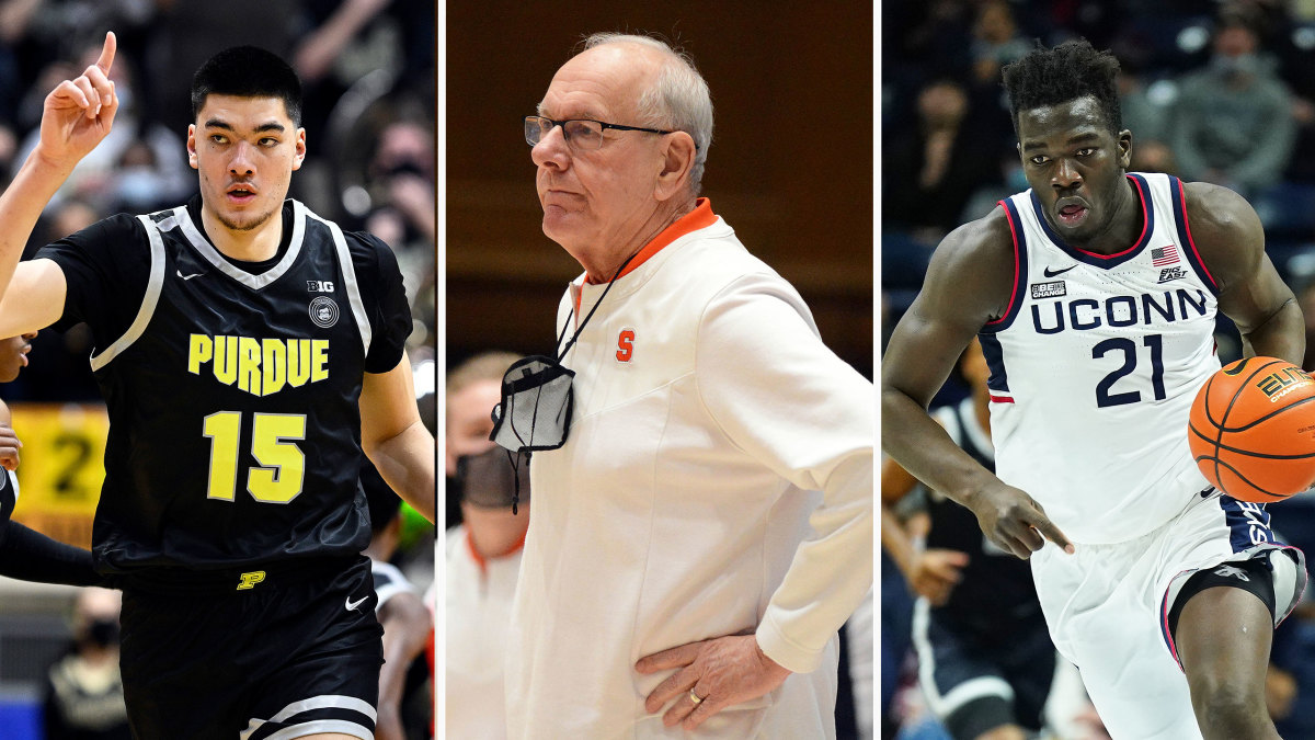 Purdue's Zach Edey, Syracuse's Jim Boeheim and UConn's Adama Sonogo
