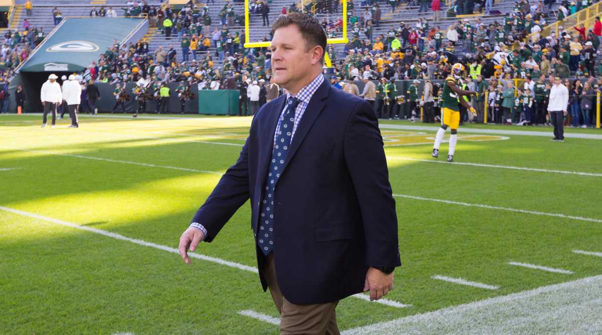 Green Bay Packers general manager Brian Gutekunst is shown before their game against the Oakland Raiders Sunday, October 21, 2019.