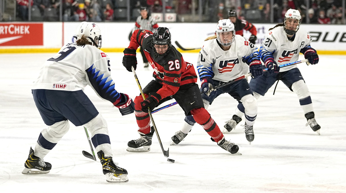 Team USA vs. Canada in the women's hockey rivalry series