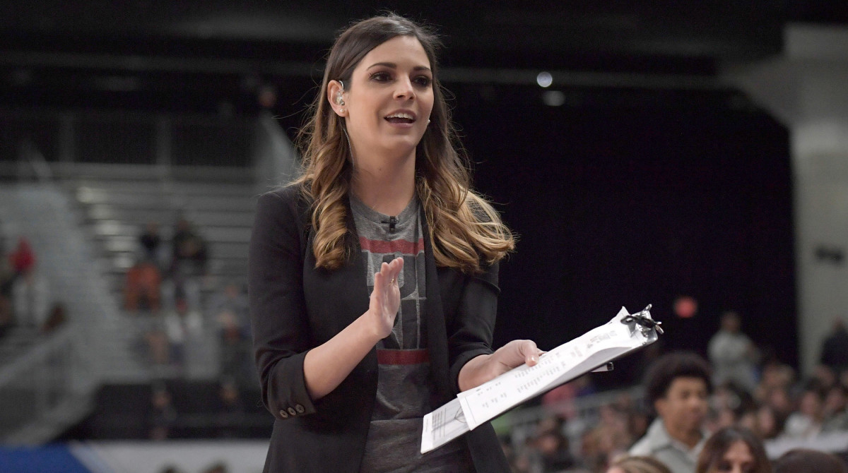 Feb 16, 2018; Los Angeles, CA, USA; ESPN television host Katie Nolan coaches during the NBA All-Star Celebrity Game at the Los Angeles Convention Center.