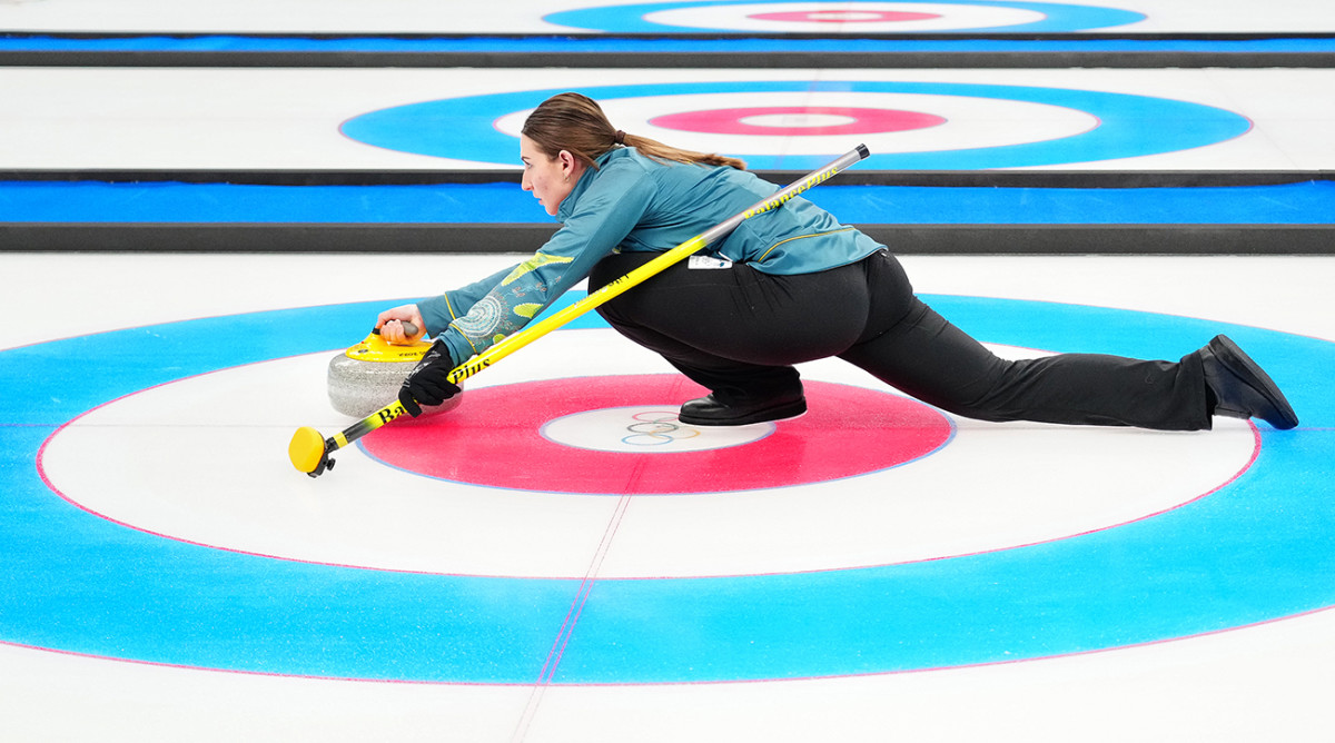 Australian curler Tahli Gill competes at the Beijing Olympics.
