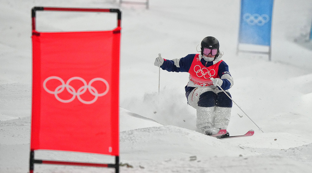 Team USA's Kai Owens competes in women's moguls at the 2022 Winter Olympics.