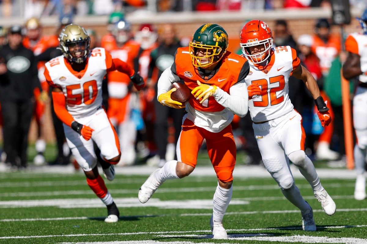 Christian Watson at the Senior Bowl