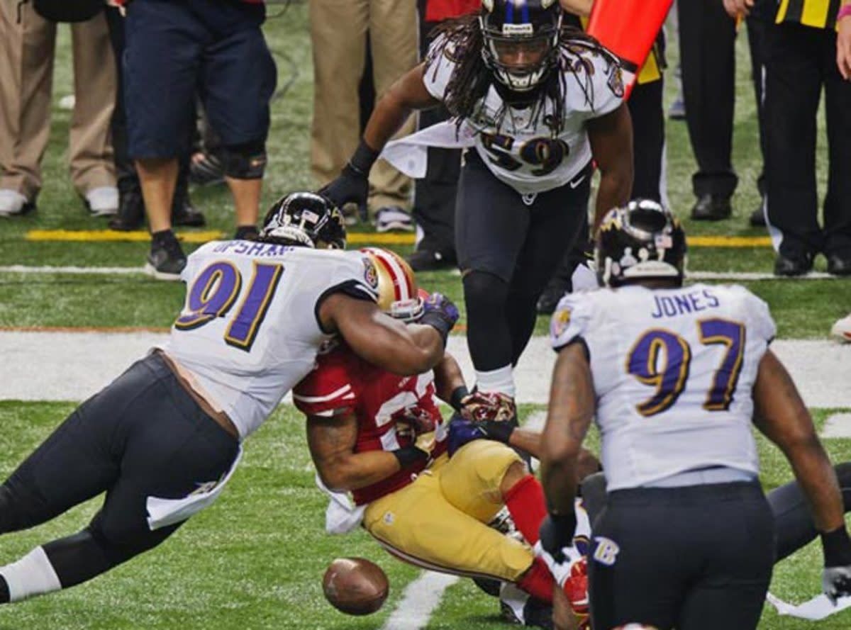 Ravens linebacker Courtney Upshaw in Super Bowl XLVII