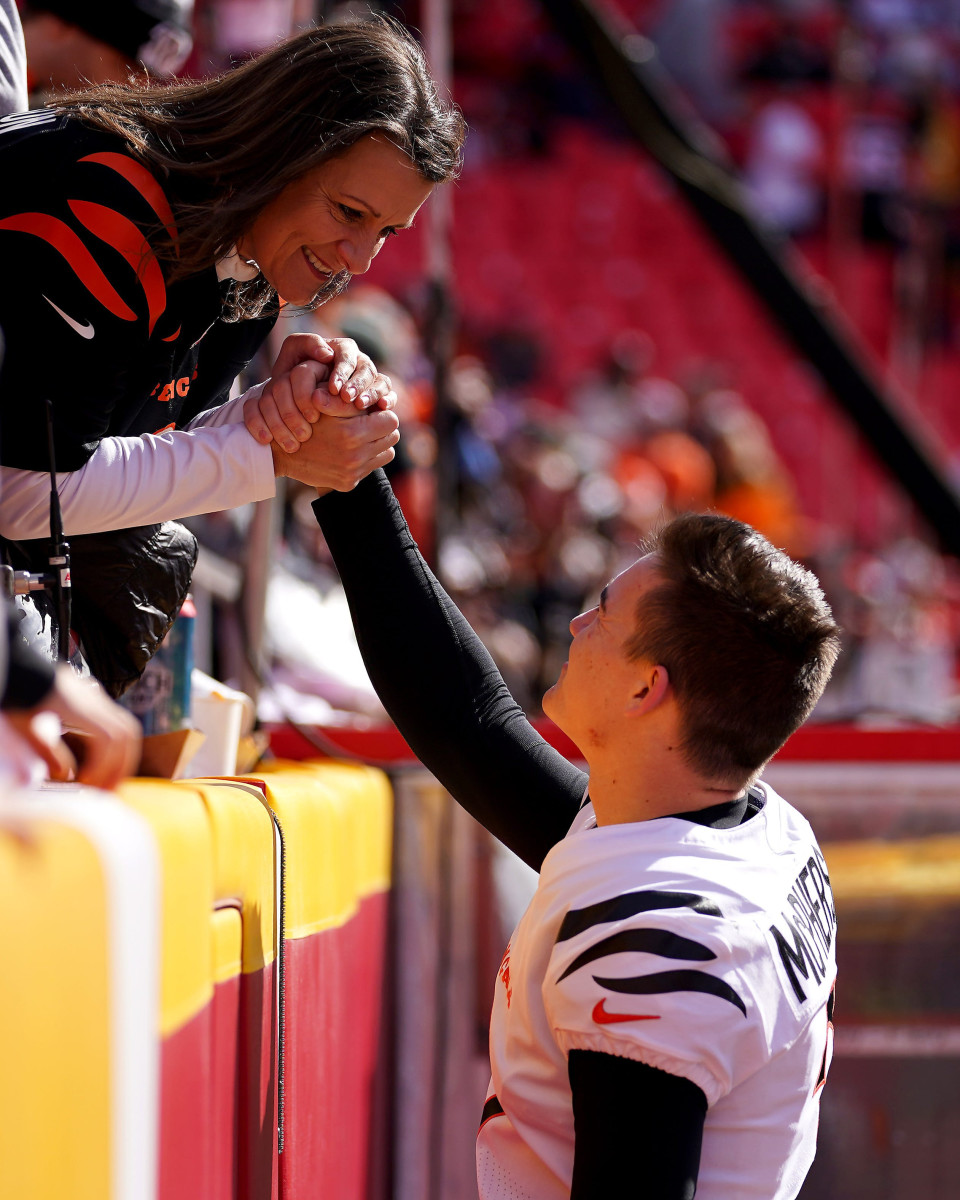 Amber and Evan, before the AFC title game in Kansas City.