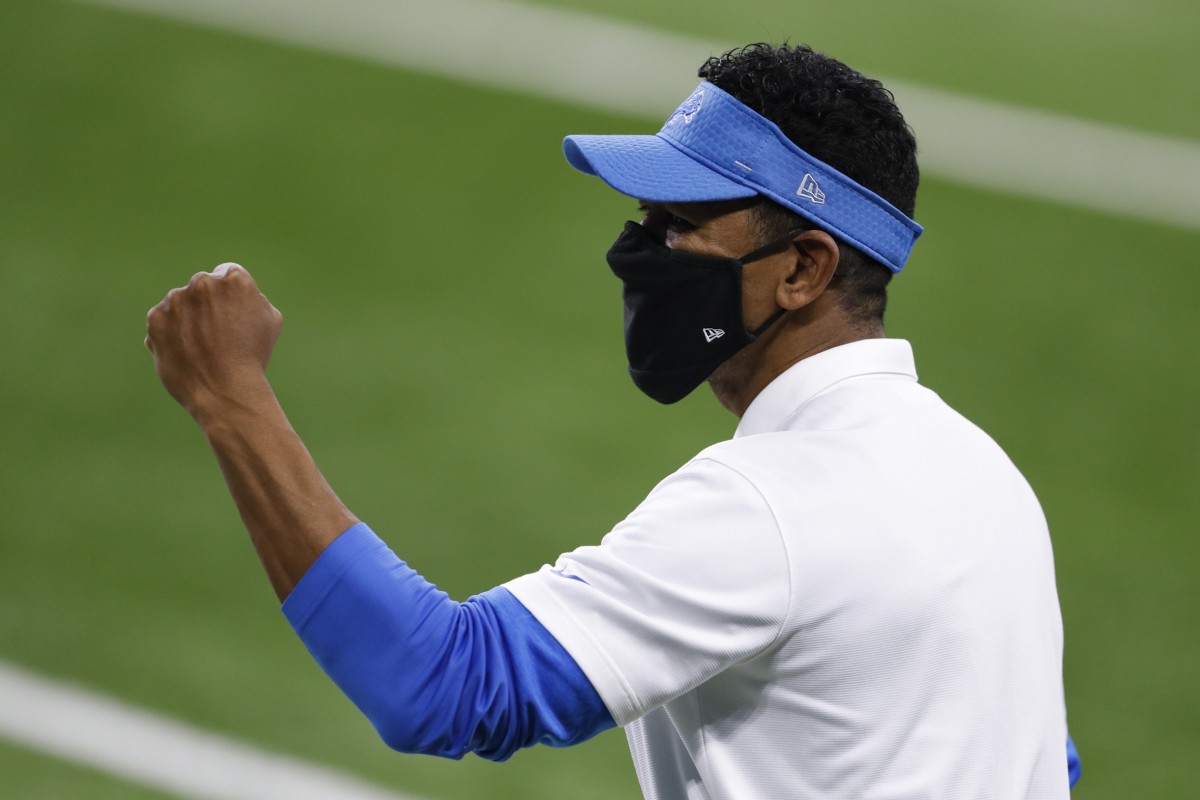 Dec 26, 2020; Detroit Lions acting head coach Robert Prince against Tampa Bay. Prince assumed the head coaching duties for the game after Lions interim head coach Darrell Bevell was deemed a high-risk close contact to a confirmed COVID-19 positive case. Mandatory Credit: Raj Mehta-USA TODAY Sports