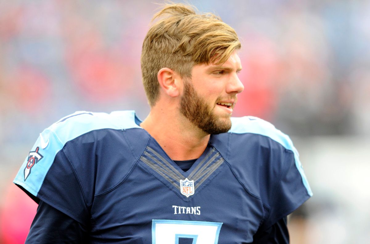 Tennessee Titans quarterback Zach Mettenberger (7) prior to the game against the Atlanta Falcons at Nissan Stadium.