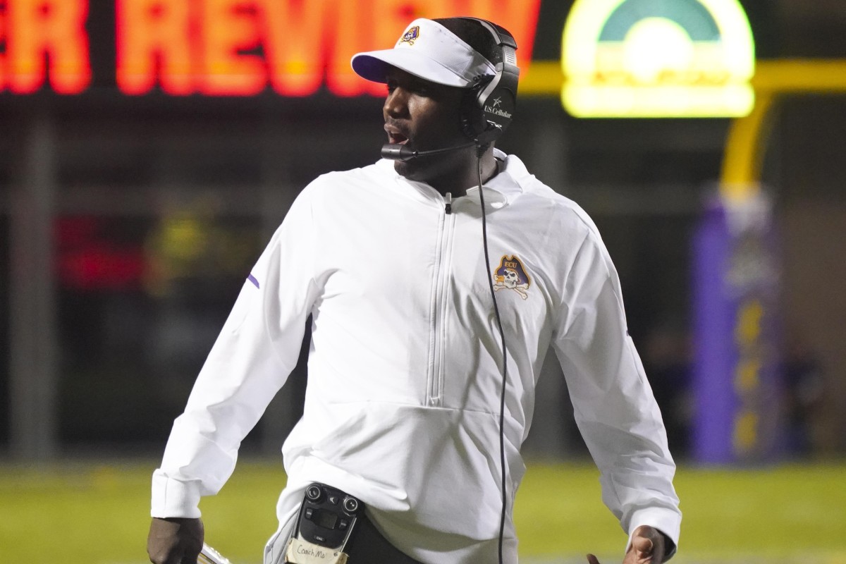 Former East Carolina Pirates head coach Scottie Montgomery. Mandatory Credit: James Guillory-USA TODAY Sports