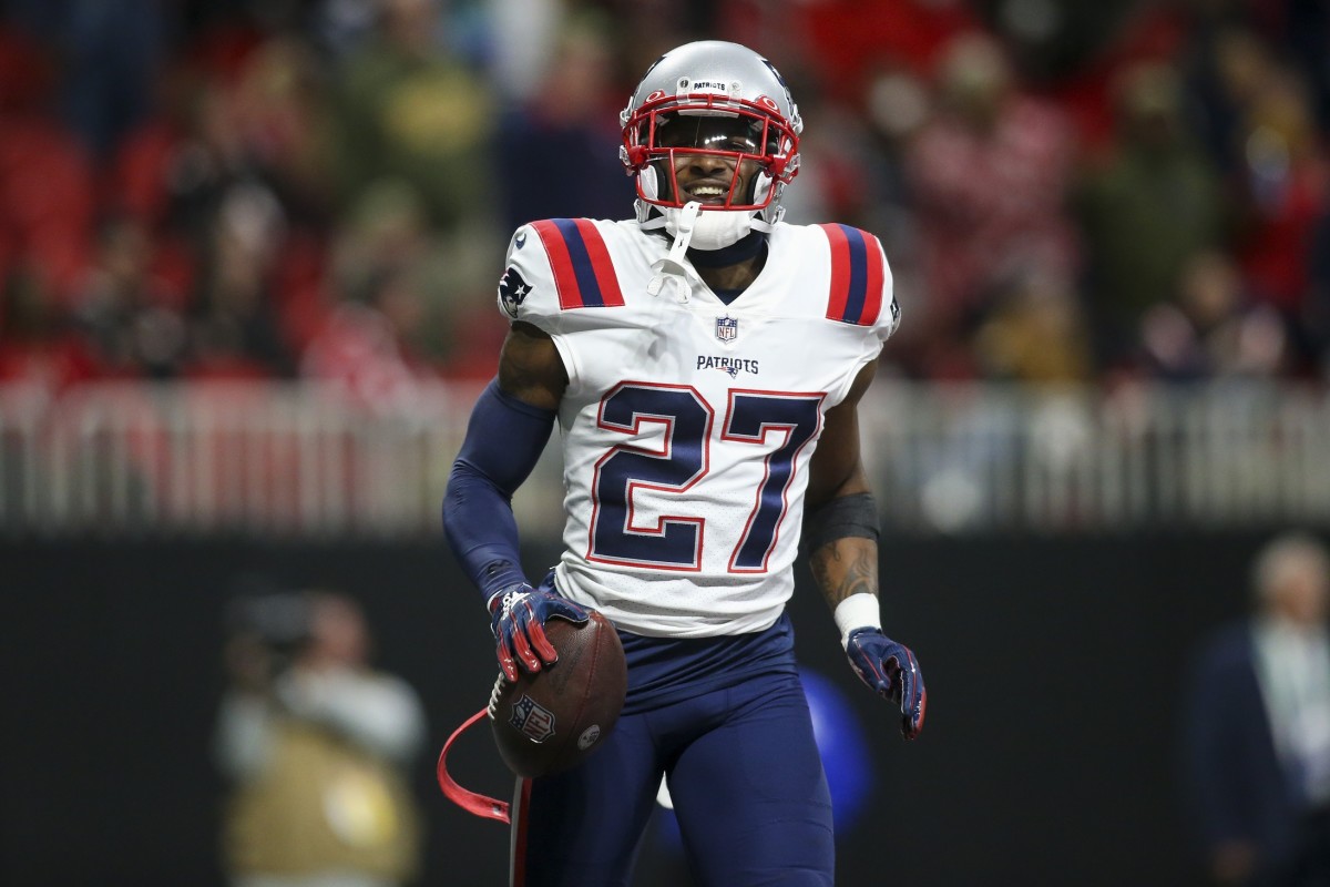 New England Patriots CB J.C. Jackson smiles after interception