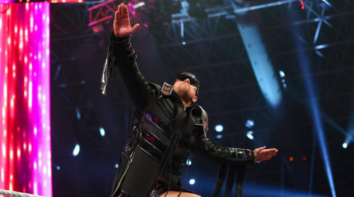 The Miz makes an entrance before wrestling Rey Mysterio.