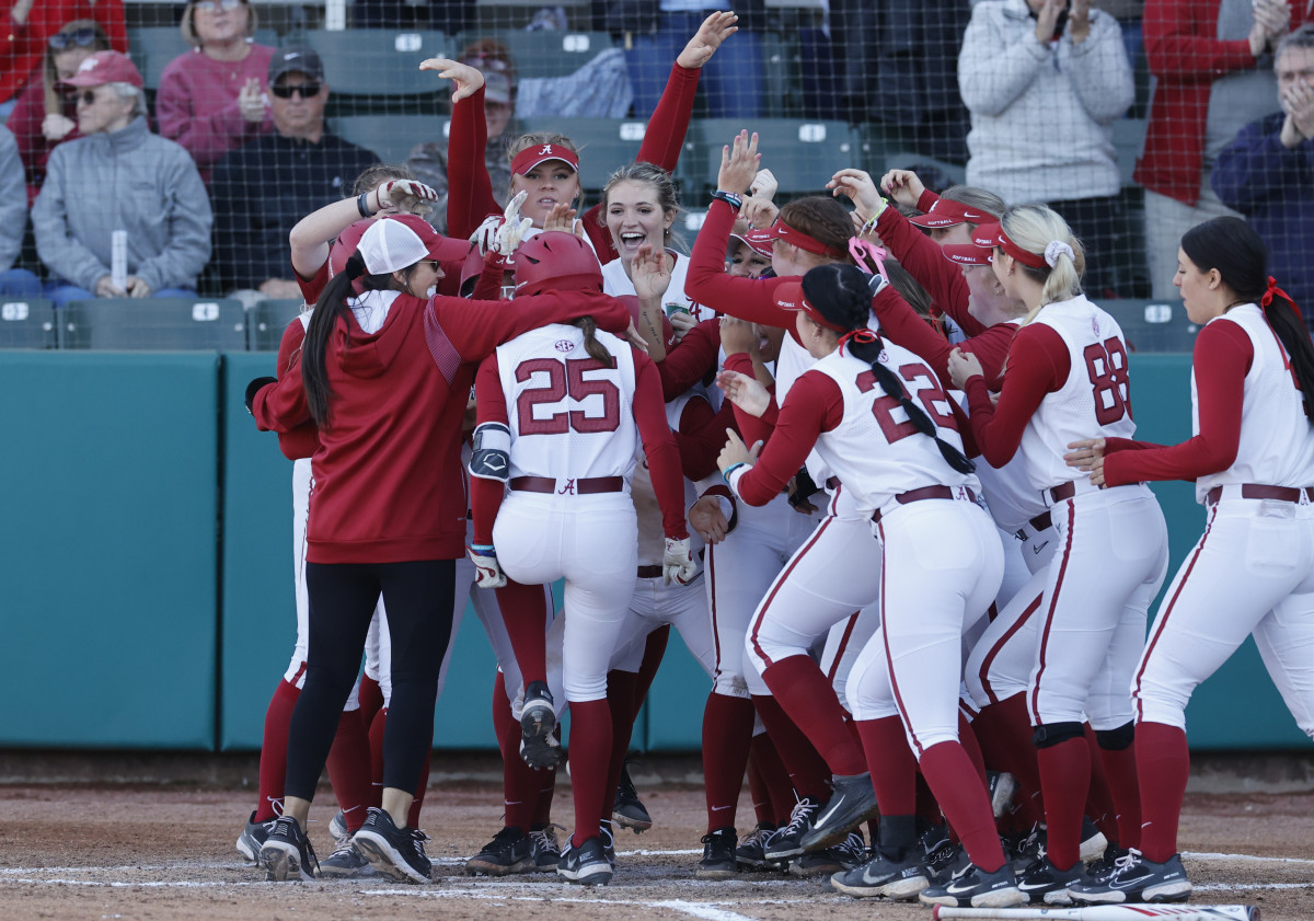 Celebration after Jordan Stephen's walk-off home run against Middle Tennessee
