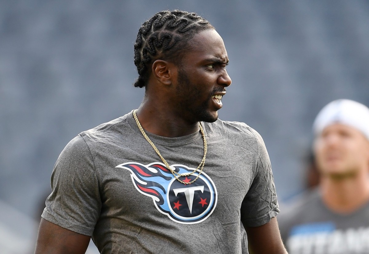 Tennessee Titans wide receiver Taywan Taylor (13) warms up before the preseason game at Soldier Field Thursday, Aug. 29, 2019 in Chicago, Ill.