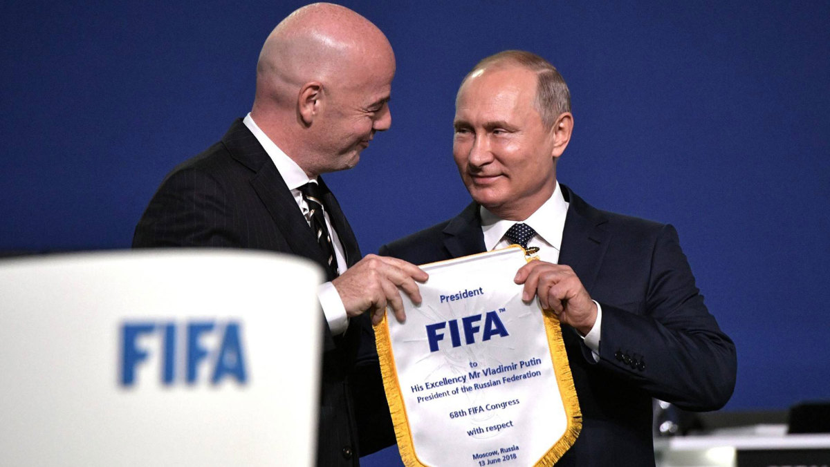 FIFA president Gianni Infantino and Russian president Vladimir Putin